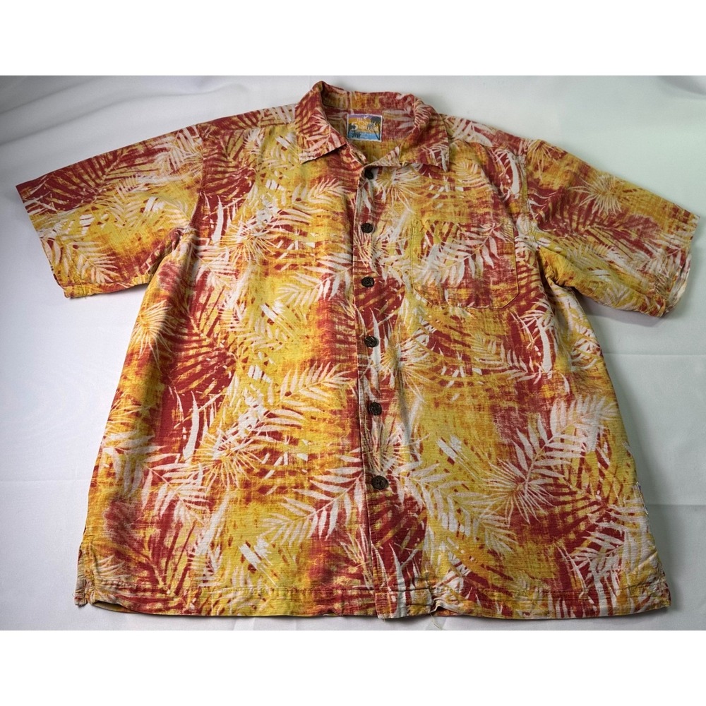 Margaritaville Its 5 O Clock Somewhere Silk Tropical Palm Tree Shirt Mens Large